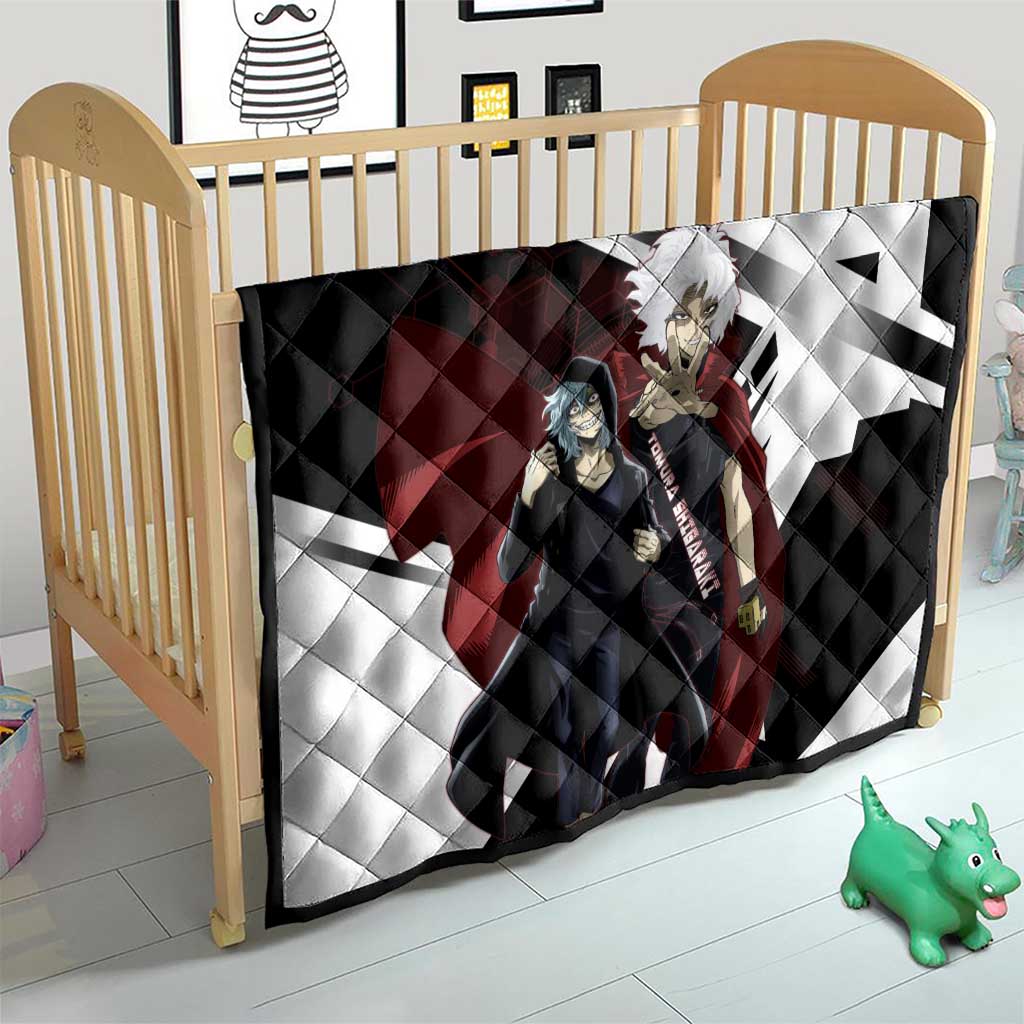 Tomura Shigaraki Quilt Dark Anime Villain Illustration with Red Energy Aura