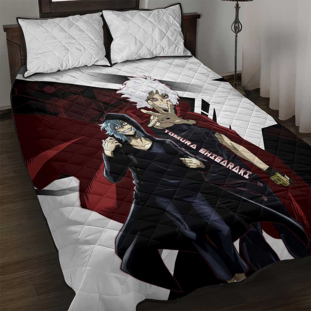 Tomura Shigaraki Quilt Bed Set Dark Anime Villain Illustration with Red Energy Aura