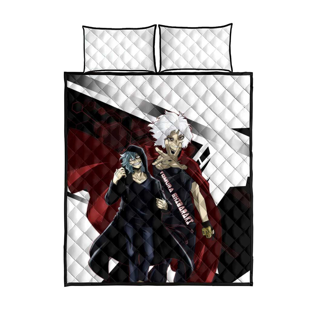 Tomura Shigaraki Quilt Bed Set Dark Anime Villain Illustration with Red Energy Aura