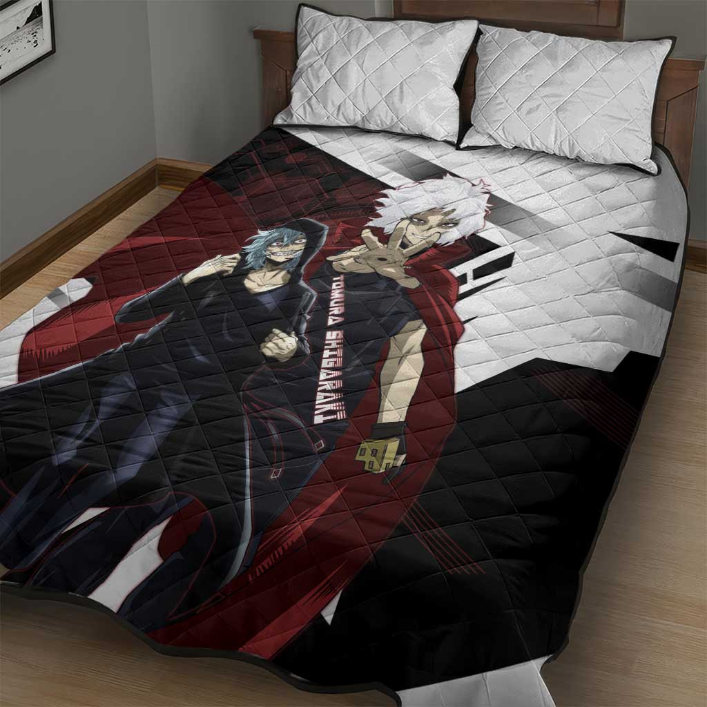 Tomura Shigaraki Quilt Bed Set Dark Anime Villain Illustration with Red Energy Aura