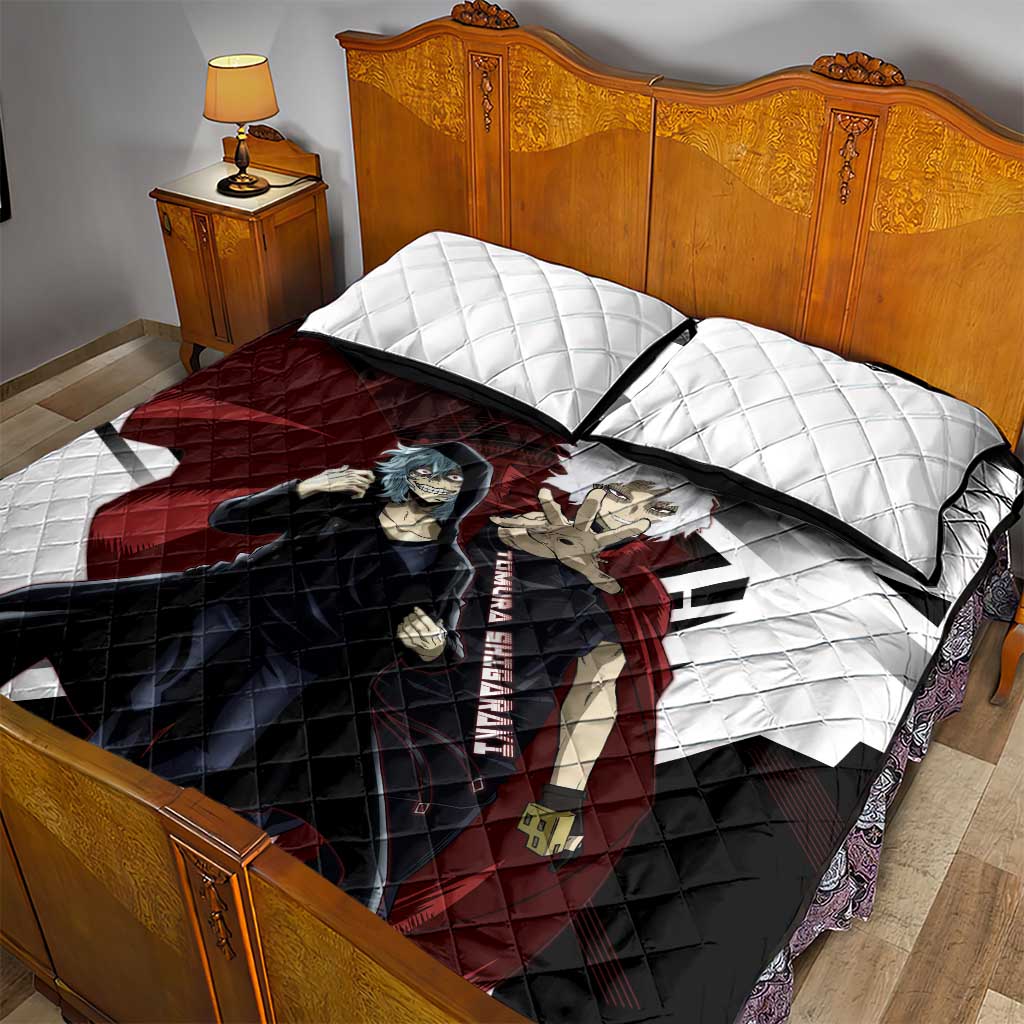 Tomura Shigaraki Quilt Bed Set Dark Anime Villain Illustration with Red Energy Aura