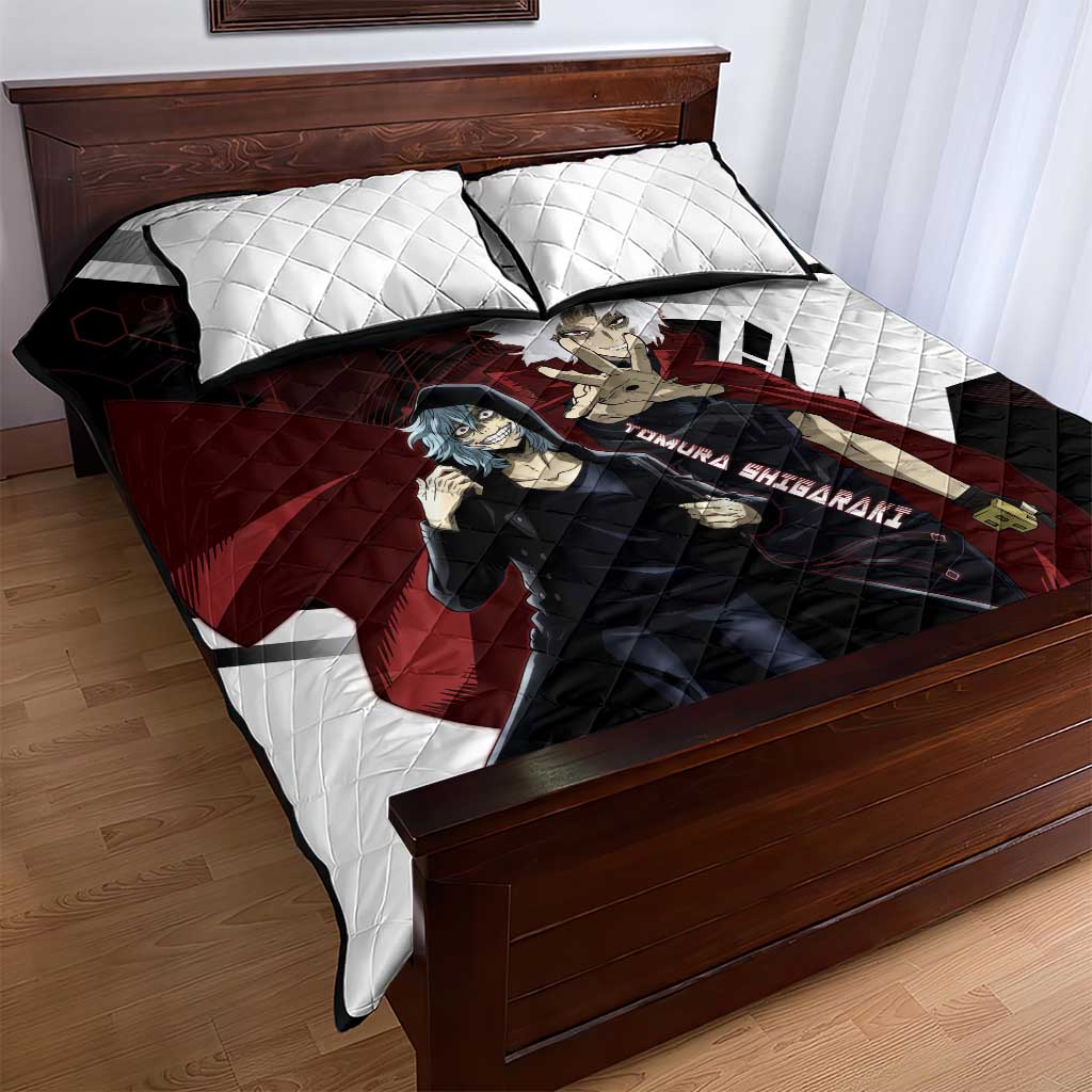 Tomura Shigaraki Quilt Bed Set Dark Anime Villain Illustration with Red Energy Aura