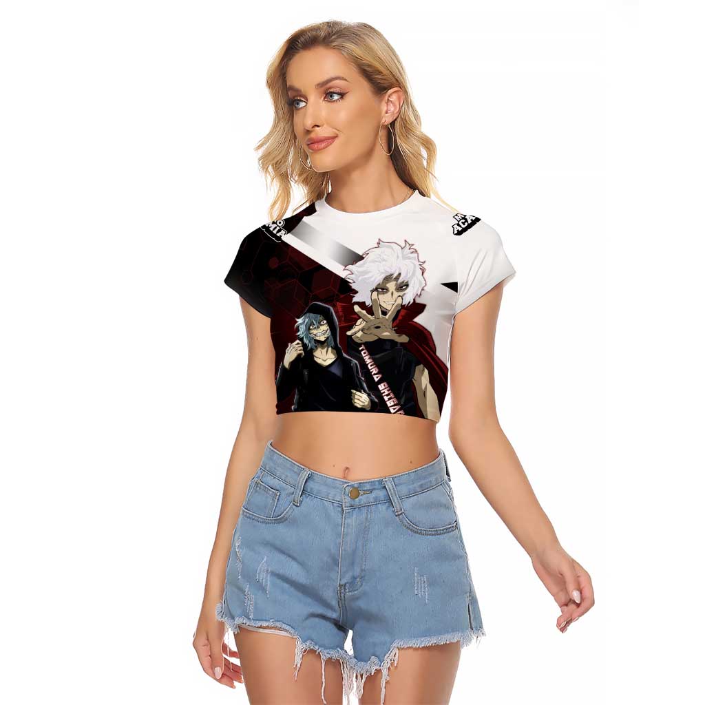 Tomura Shigaraki Raglan Cropped T Shirt Dark Anime Villain Illustration with Red Energy Aura