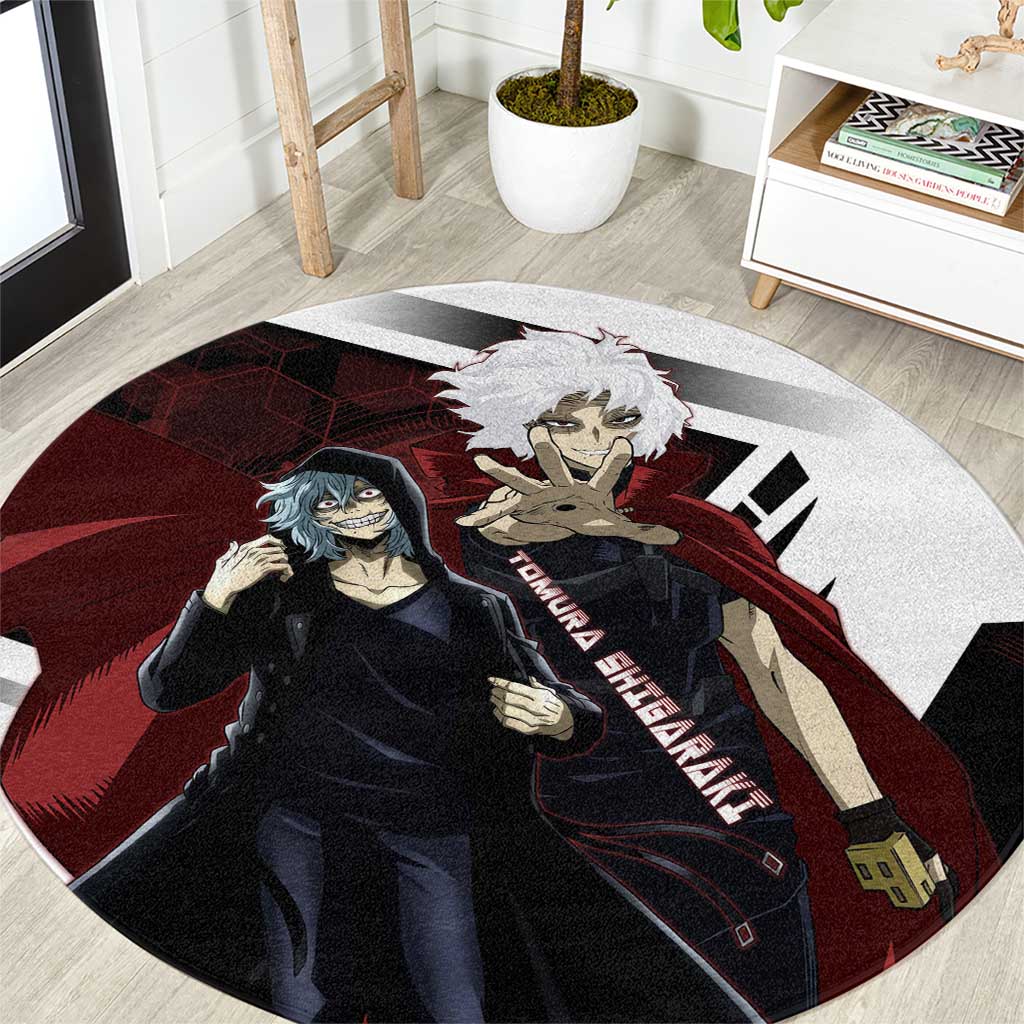 Tomura Shigaraki Round Carpet Dark Anime Villain Illustration with Red Energy Aura