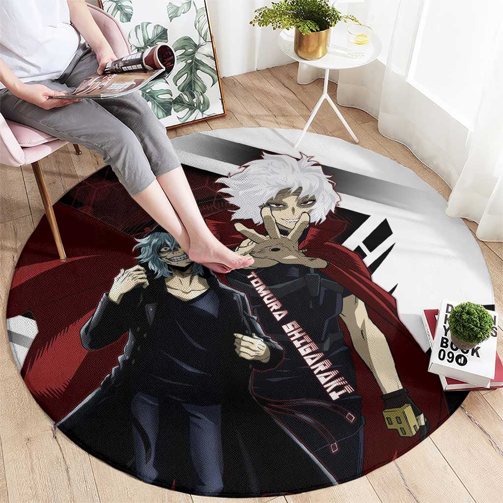 Tomura Shigaraki Round Carpet Dark Anime Villain Illustration with Red Energy Aura