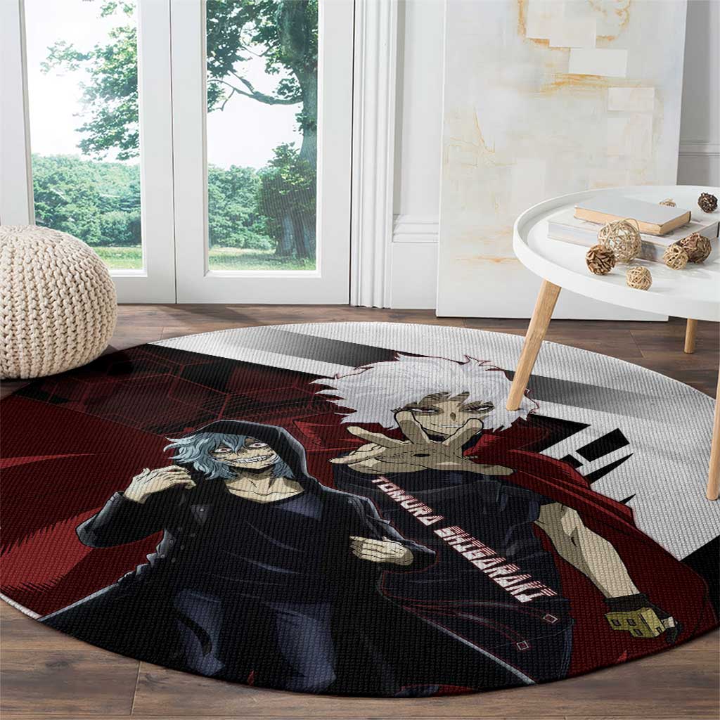 Tomura Shigaraki Round Carpet Dark Anime Villain Illustration with Red Energy Aura
