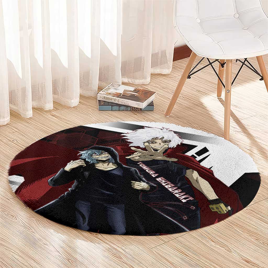 Tomura Shigaraki Round Carpet Dark Anime Villain Illustration with Red Energy Aura