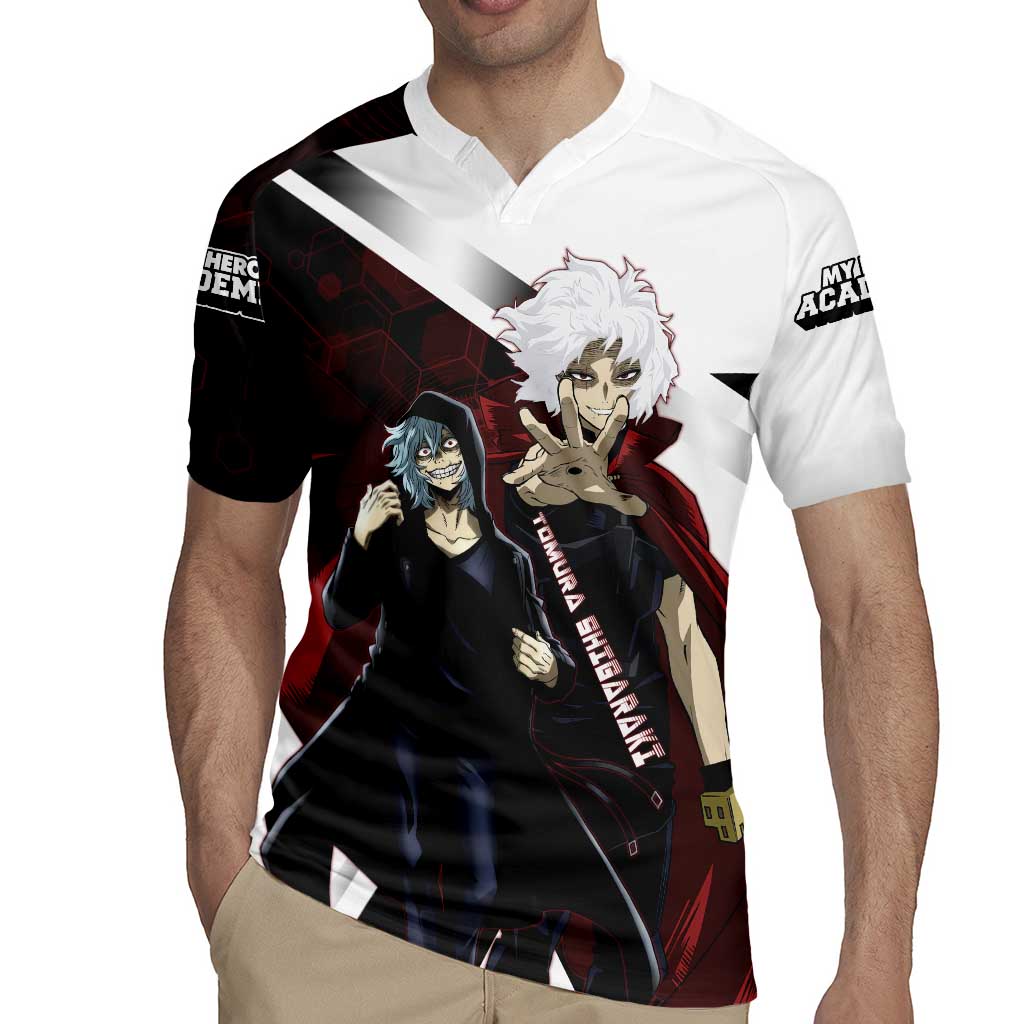 Tomura Shigaraki Rugby Jersey Dark Anime Villain Illustration with Red Energy Aura