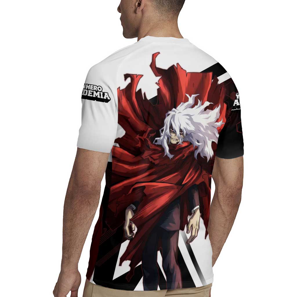 Tomura Shigaraki Rugby Jersey Dark Anime Villain Illustration with Red Energy Aura