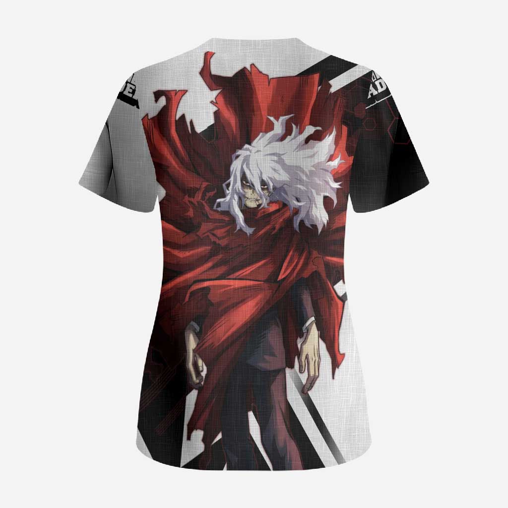 Tomura Shigaraki Scrub Top Dark Anime Villain Illustration with Red Energy Aura