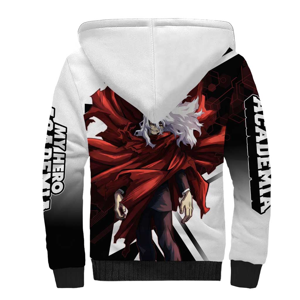 Tomura Shigaraki Sherpa Hoodie Dark Anime Villain Illustration with Red Energy Aura