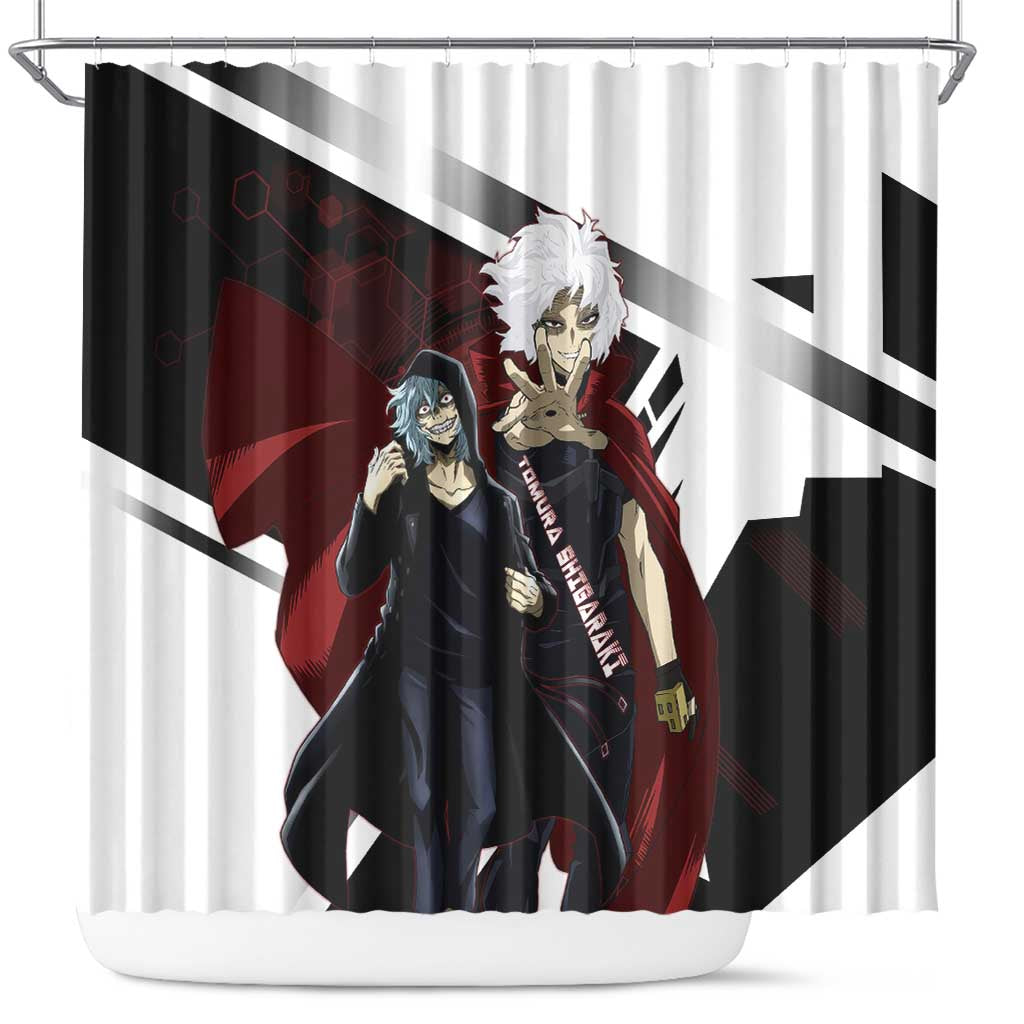 Tomura Shigaraki Shower Curtain Dark Anime Villain Illustration with Red Energy Aura