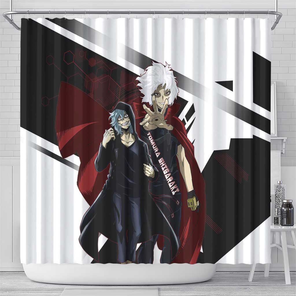 Tomura Shigaraki Shower Curtain Dark Anime Villain Illustration with Red Energy Aura