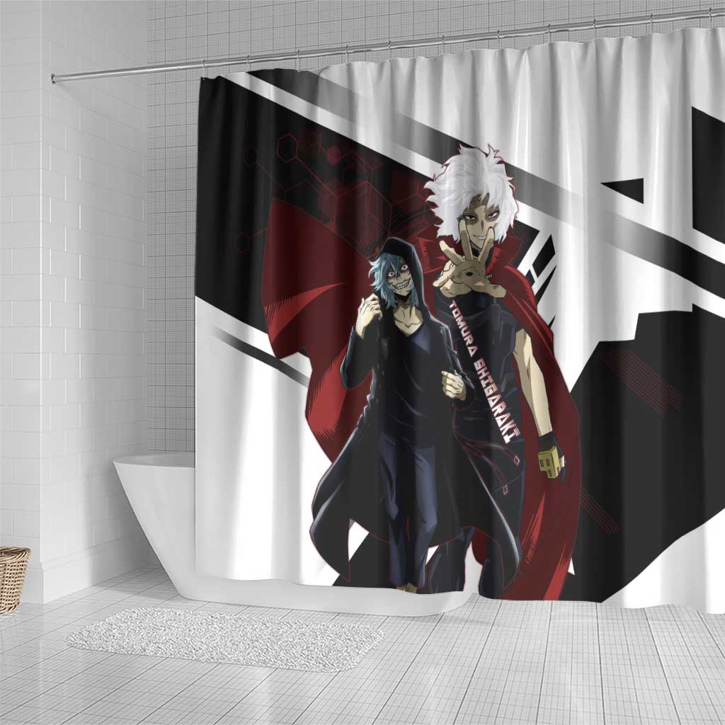 Tomura Shigaraki Shower Curtain Dark Anime Villain Illustration with Red Energy Aura