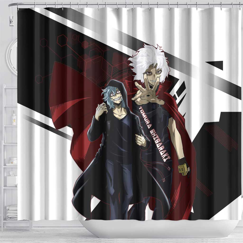 Tomura Shigaraki Shower Curtain Dark Anime Villain Illustration with Red Energy Aura