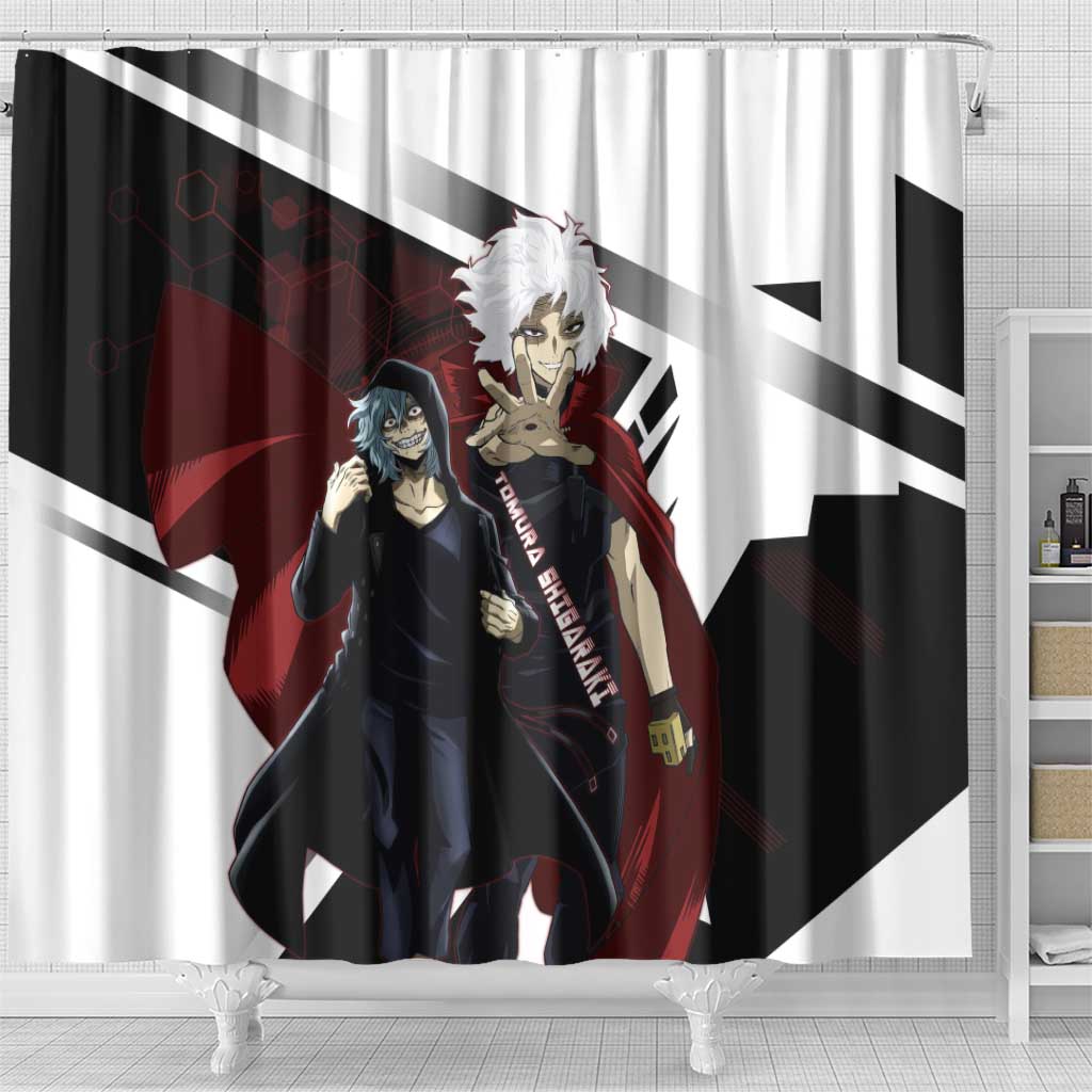 Tomura Shigaraki Shower Curtain Dark Anime Villain Illustration with Red Energy Aura