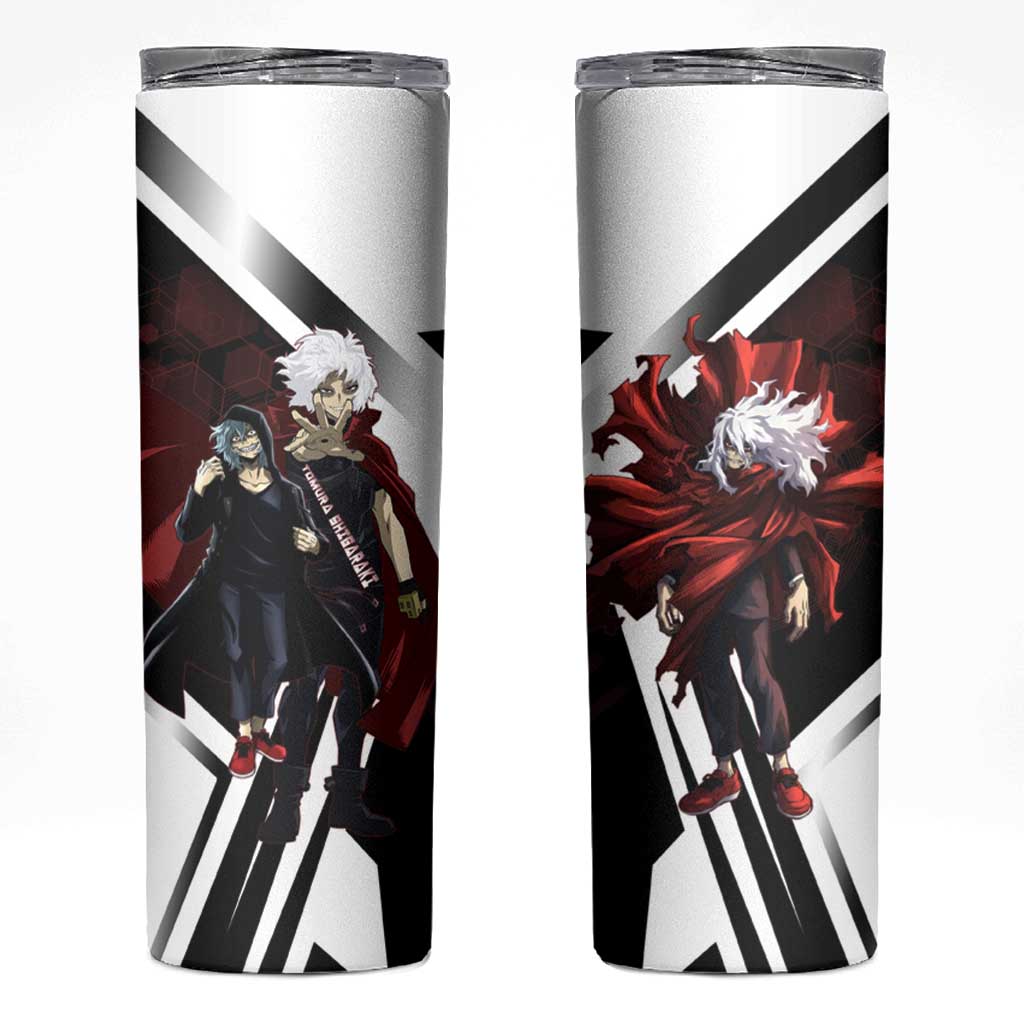 Tomura Shigaraki Skinny Tumbler Dark Anime Villain Illustration with Red Energy Aura