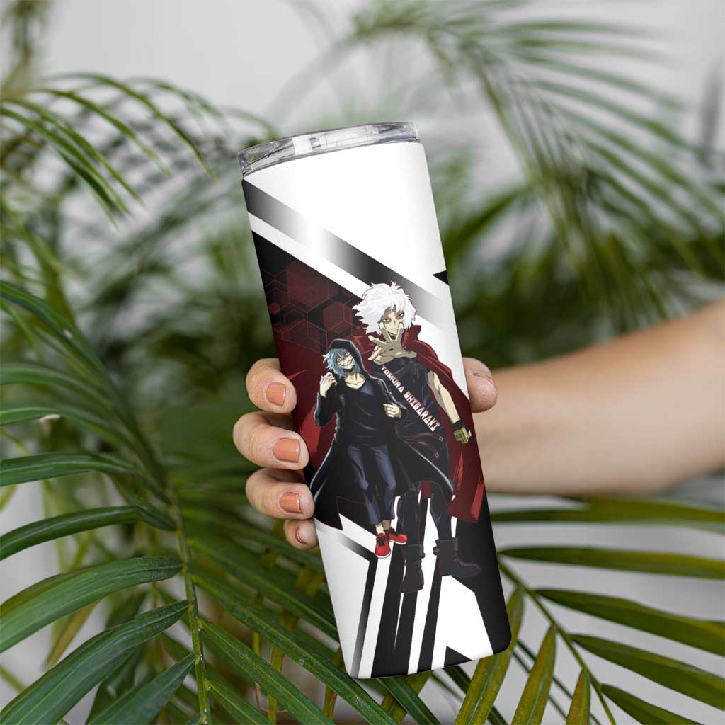 Tomura Shigaraki Skinny Tumbler Dark Anime Villain Illustration with Red Energy Aura