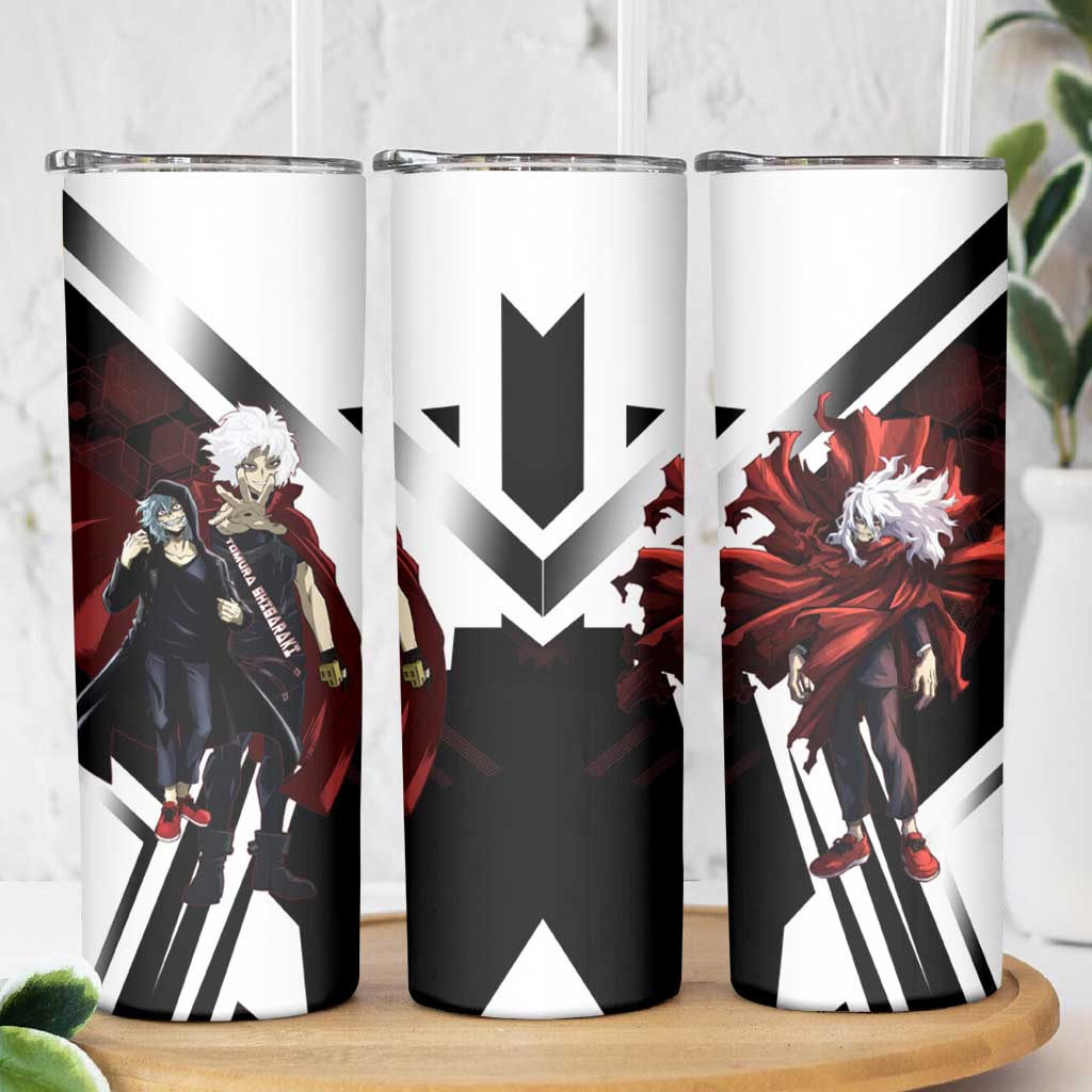 Tomura Shigaraki Skinny Tumbler Dark Anime Villain Illustration with Red Energy Aura