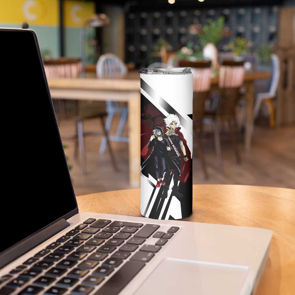 Tomura Shigaraki Skinny Tumbler Dark Anime Villain Illustration with Red Energy Aura