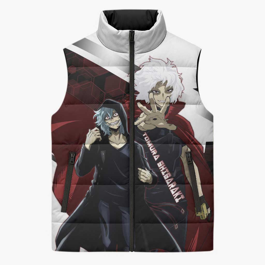 Tomura Shigaraki Sleeveless Puffer Jacket Dark Anime Villain Illustration with Red Energy Aura