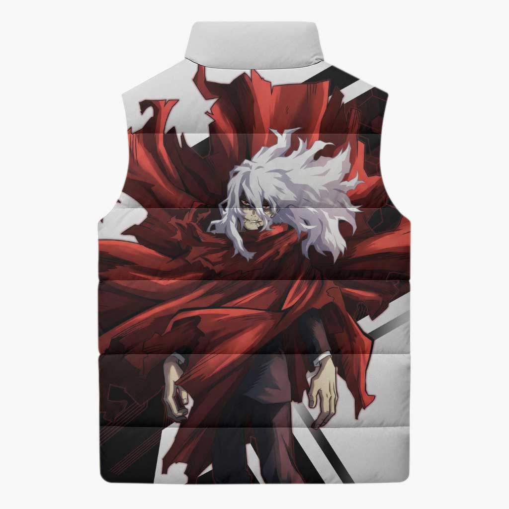 Tomura Shigaraki Sleeveless Puffer Jacket Dark Anime Villain Illustration with Red Energy Aura