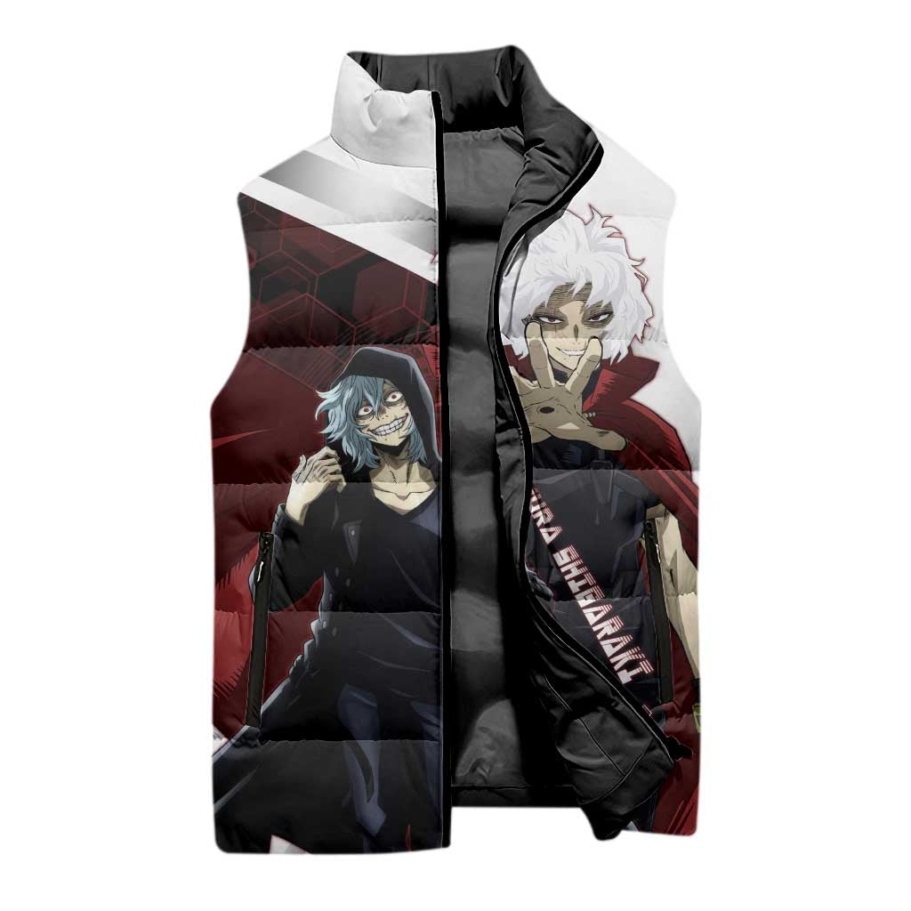 Tomura Shigaraki Sleeveless Puffer Jacket Dark Anime Villain Illustration with Red Energy Aura