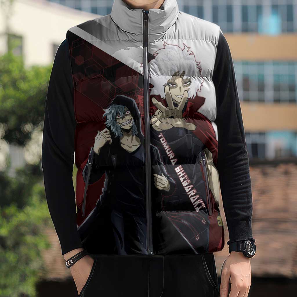Tomura Shigaraki Sleeveless Puffer Jacket Dark Anime Villain Illustration with Red Energy Aura