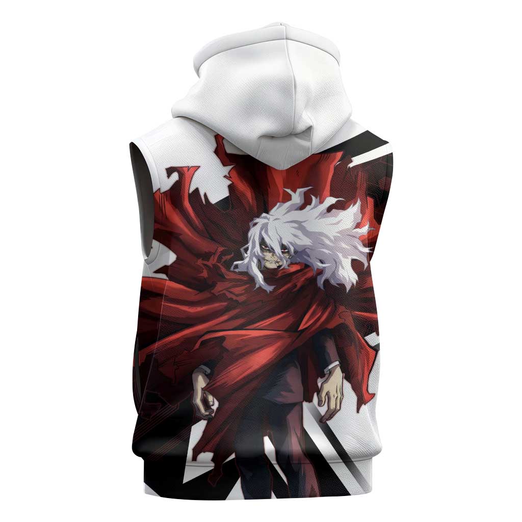 Tomura Shigaraki Sleeveless Zip Hoodie Dark Anime Villain Illustration with Red Energy Aura