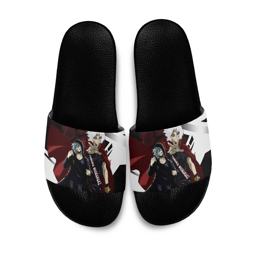 Tomura Shigaraki Slide Sandals Dark Anime Villain Illustration with Red Energy Aura