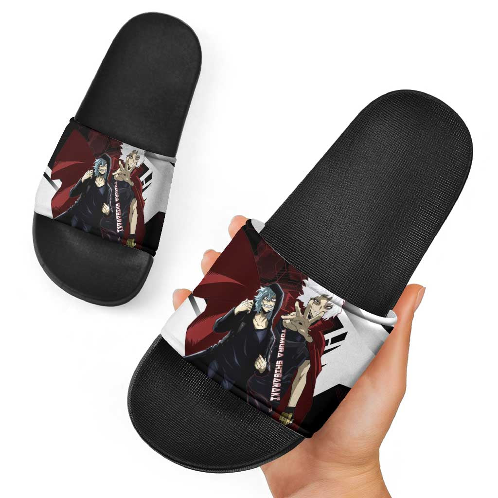 Tomura Shigaraki Slide Sandals Dark Anime Villain Illustration with Red Energy Aura