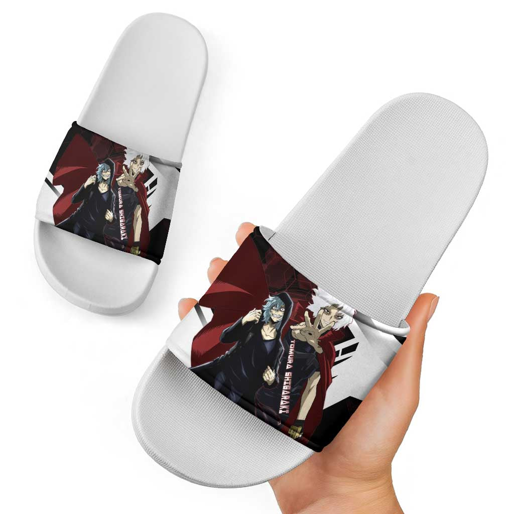 Tomura Shigaraki Slide Sandals Dark Anime Villain Illustration with Red Energy Aura