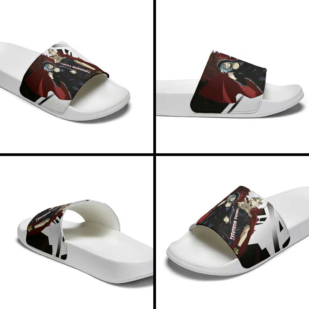 Tomura Shigaraki Slide Sandals Dark Anime Villain Illustration with Red Energy Aura