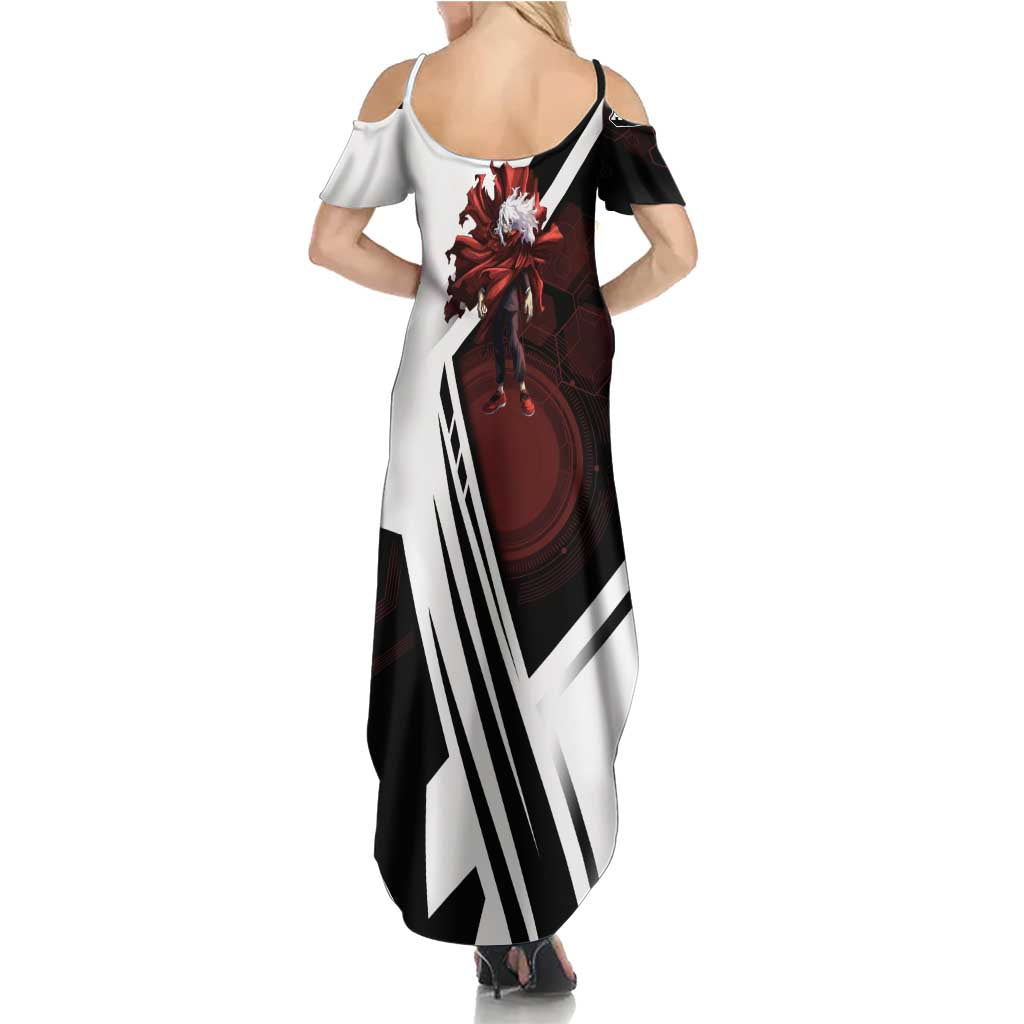 Tomura Shigaraki Summer Maxi Dress Dark Anime Villain Illustration with Red Energy Aura