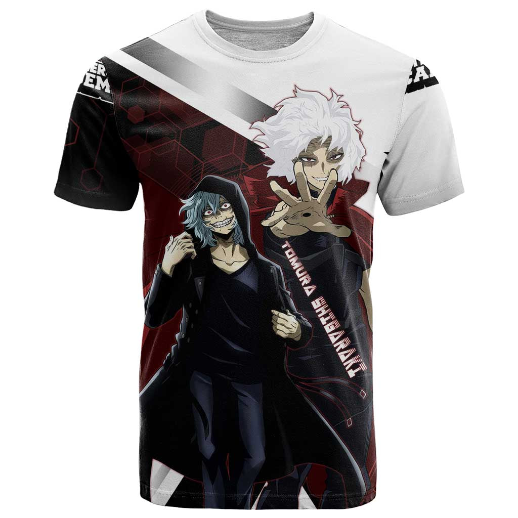 Tomura Shigaraki T Shirt Dark Anime Villain Illustration with Red Energy Aura