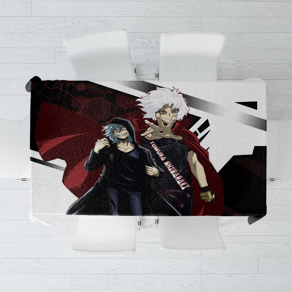 Tomura Shigaraki Tablecloth Dark Anime Villain Illustration with Red Energy Aura