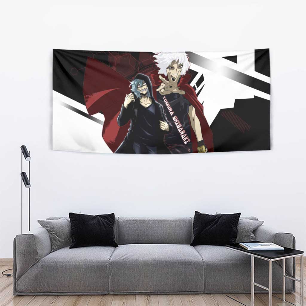Tomura Shigaraki Tapestry Dark Anime Villain Illustration with Red Energy Aura