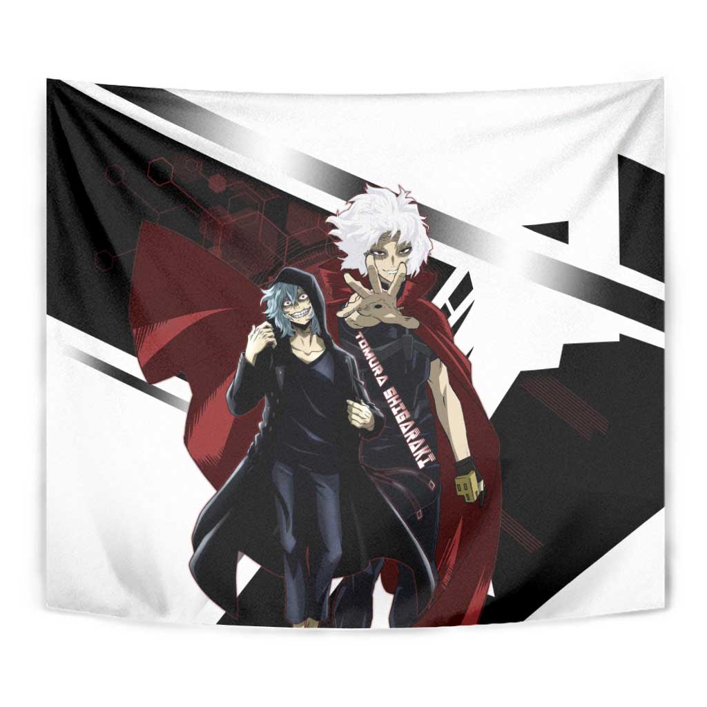 Tomura Shigaraki Tapestry Dark Anime Villain Illustration with Red Energy Aura