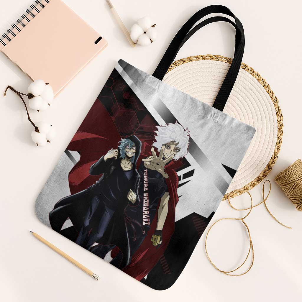 Tomura Shigaraki Tote Bag Dark Anime Villain Illustration with Red Energy Aura