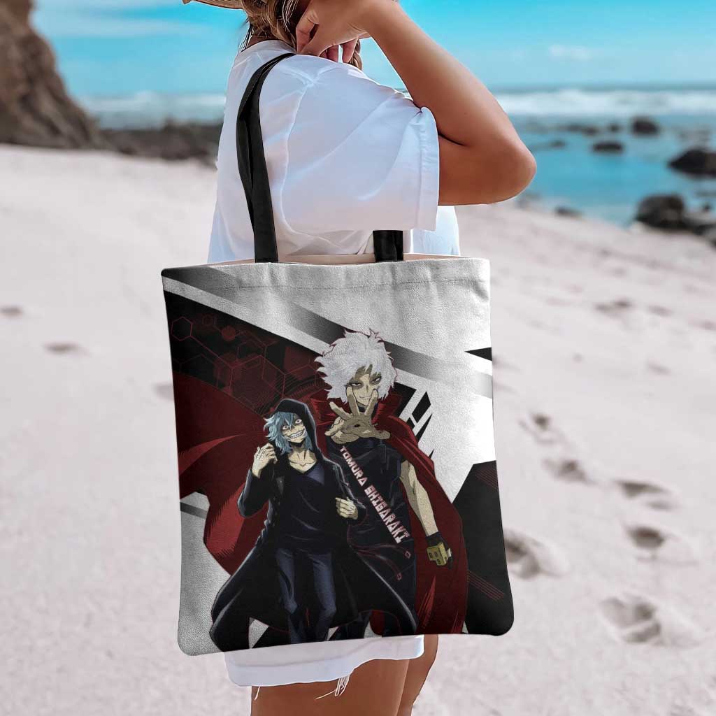 Tomura Shigaraki Tote Bag Dark Anime Villain Illustration with Red Energy Aura