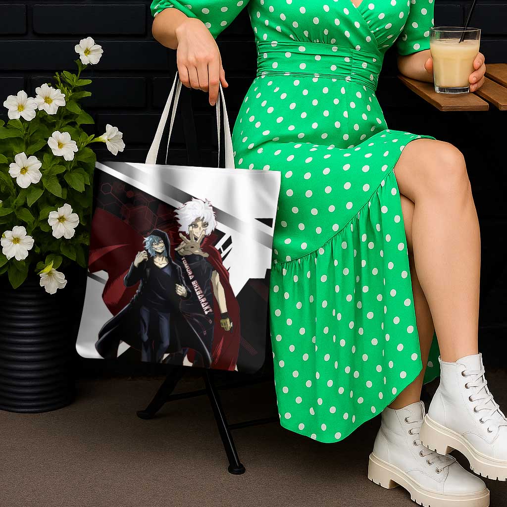Tomura Shigaraki Tote Bag Dark Anime Villain Illustration with Red Energy Aura