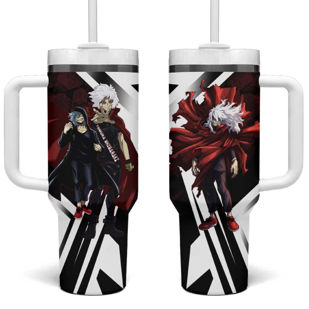 Tomura Shigaraki Tumbler With Handle Dark Anime Villain Illustration with Red Energy Aura