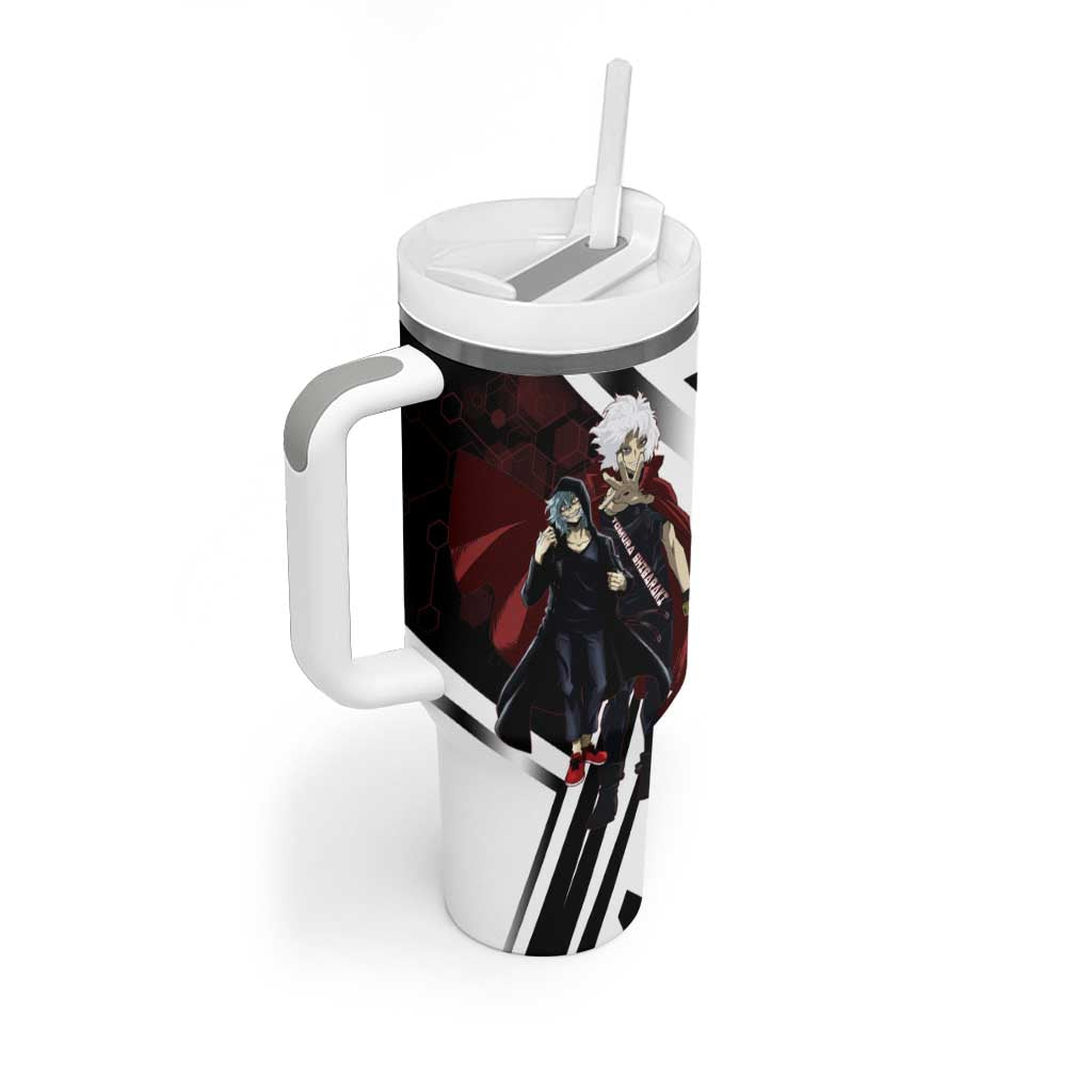 Tomura Shigaraki Tumbler With Handle Dark Anime Villain Illustration with Red Energy Aura