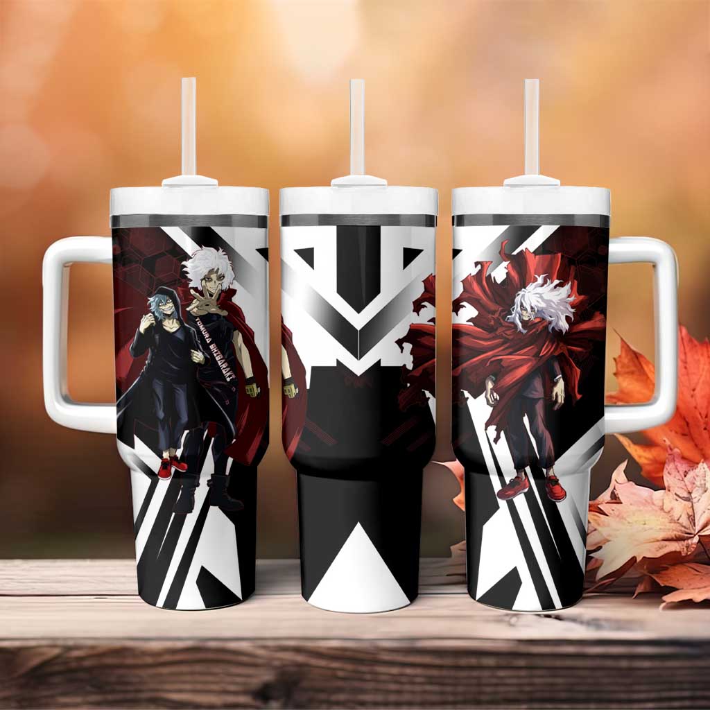 Tomura Shigaraki Tumbler With Handle Dark Anime Villain Illustration with Red Energy Aura
