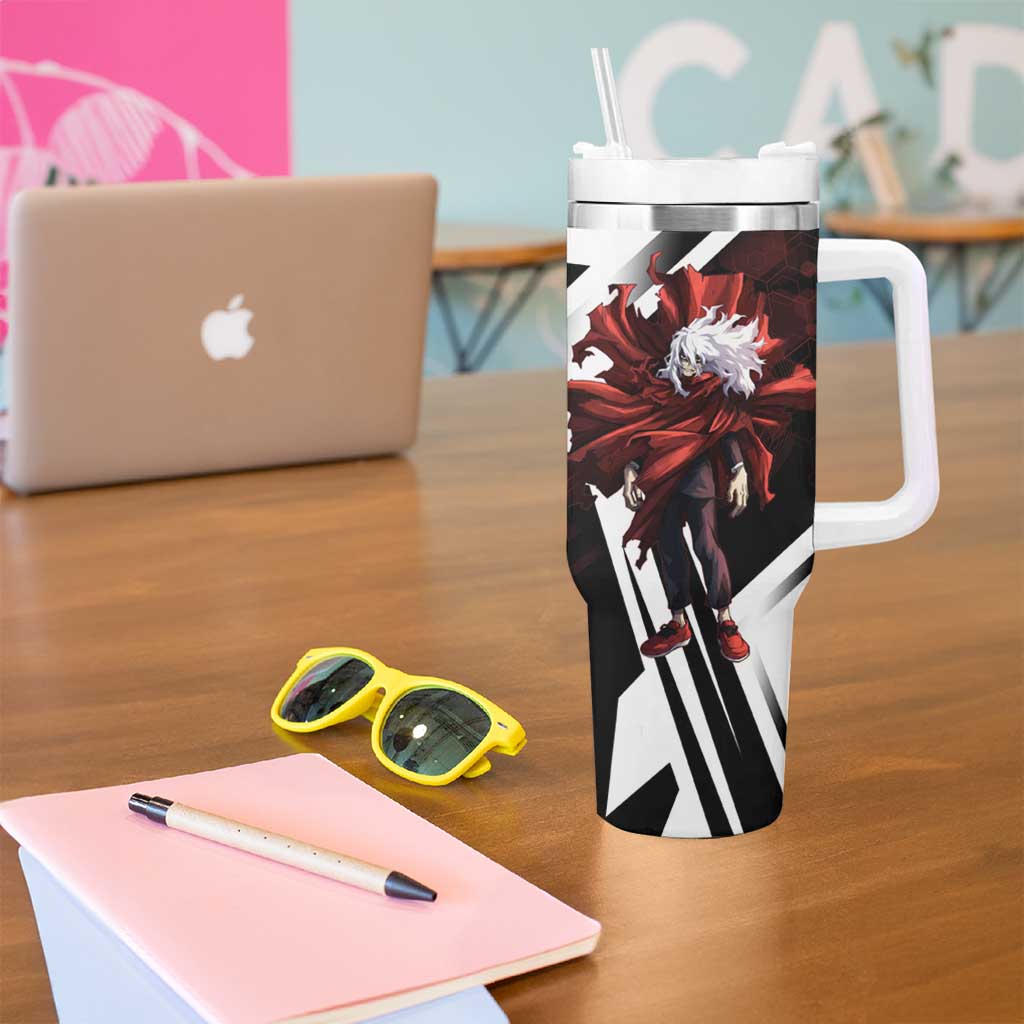 Tomura Shigaraki Tumbler With Handle Dark Anime Villain Illustration with Red Energy Aura