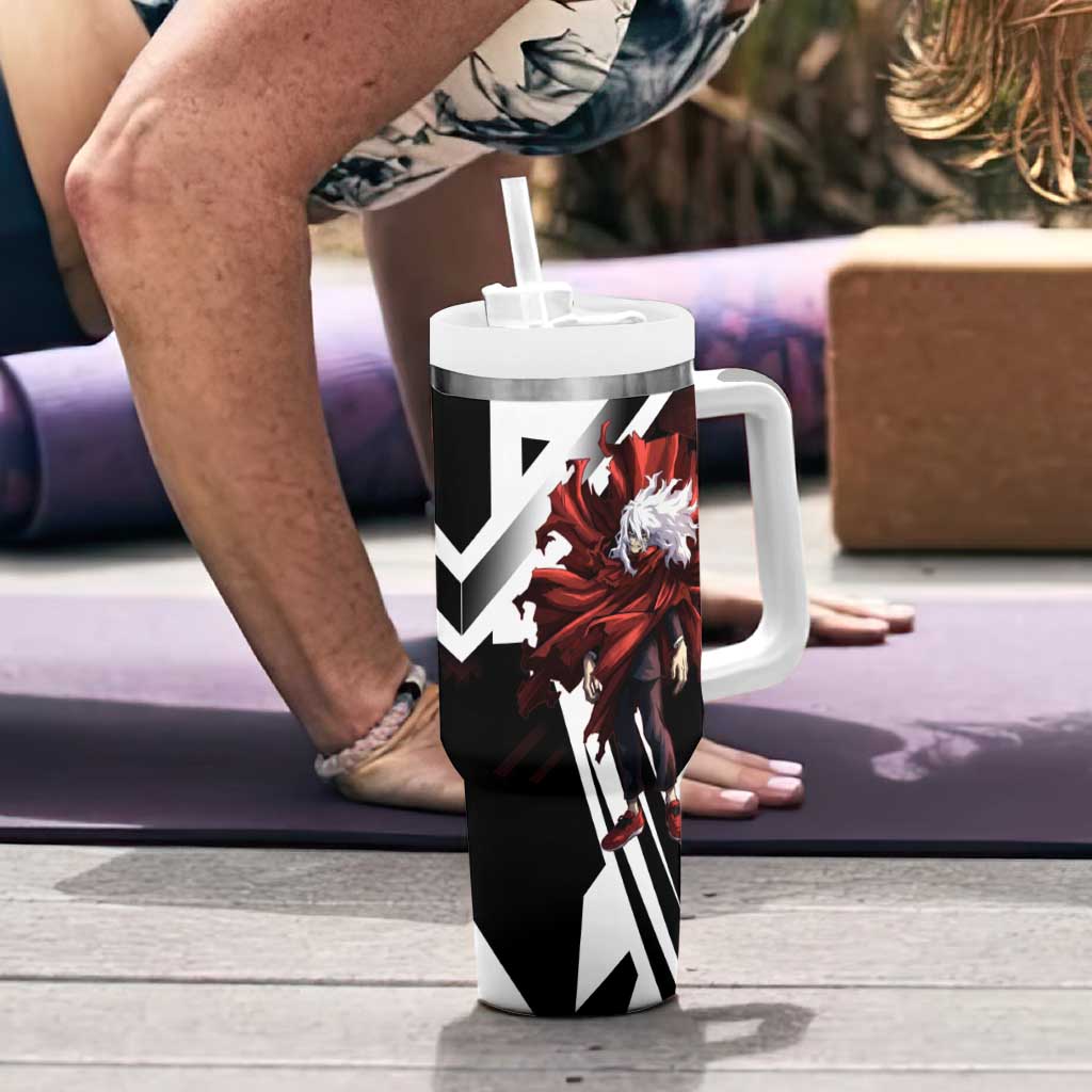 Tomura Shigaraki Tumbler With Handle Dark Anime Villain Illustration with Red Energy Aura