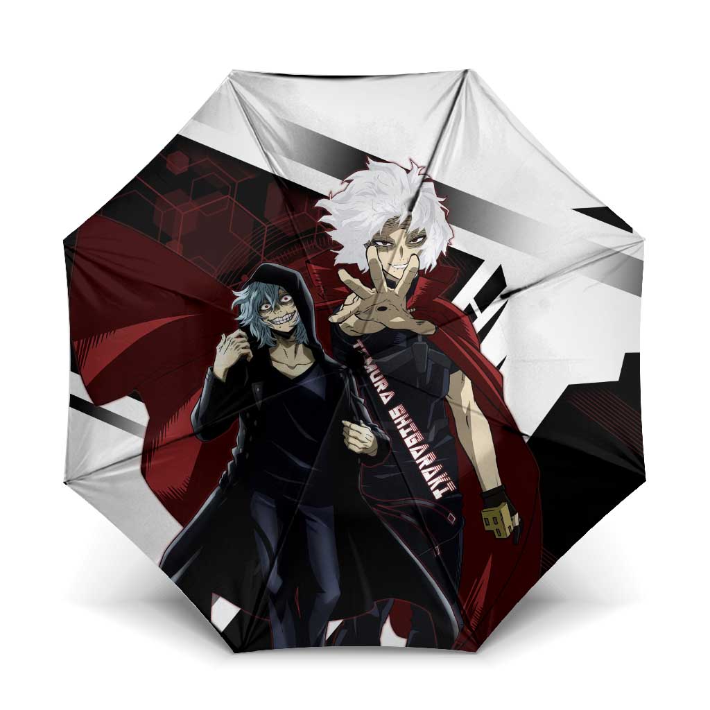 Tomura Shigaraki Umbrella Dark Anime Villain Illustration with Red Energy Aura