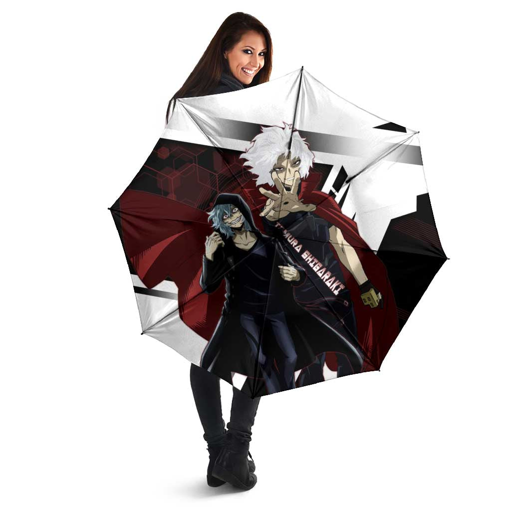 Tomura Shigaraki Umbrella Dark Anime Villain Illustration with Red Energy Aura