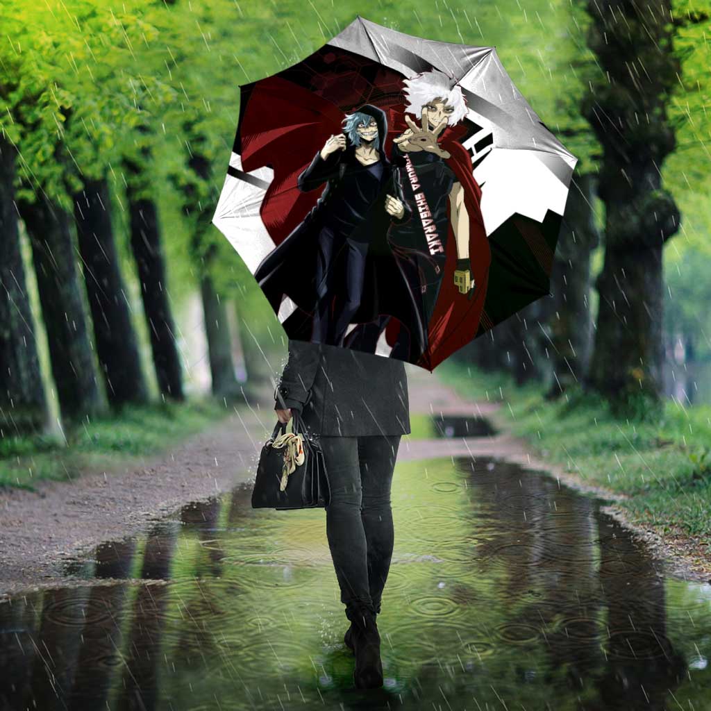Tomura Shigaraki Umbrella Dark Anime Villain Illustration with Red Energy Aura