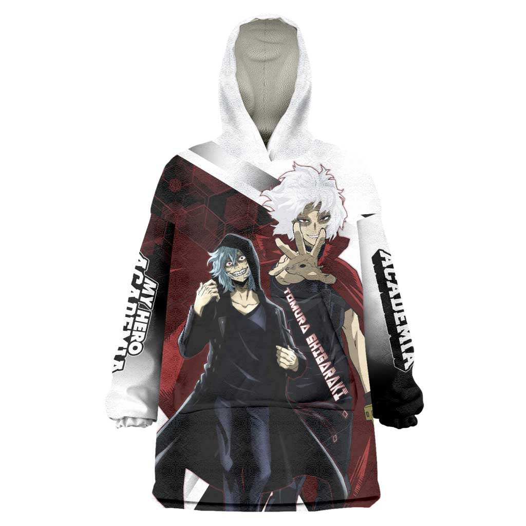 Tomura Shigaraki Wearable Blanket Hoodie Dark Anime Villain Illustration with Red Energy Aura